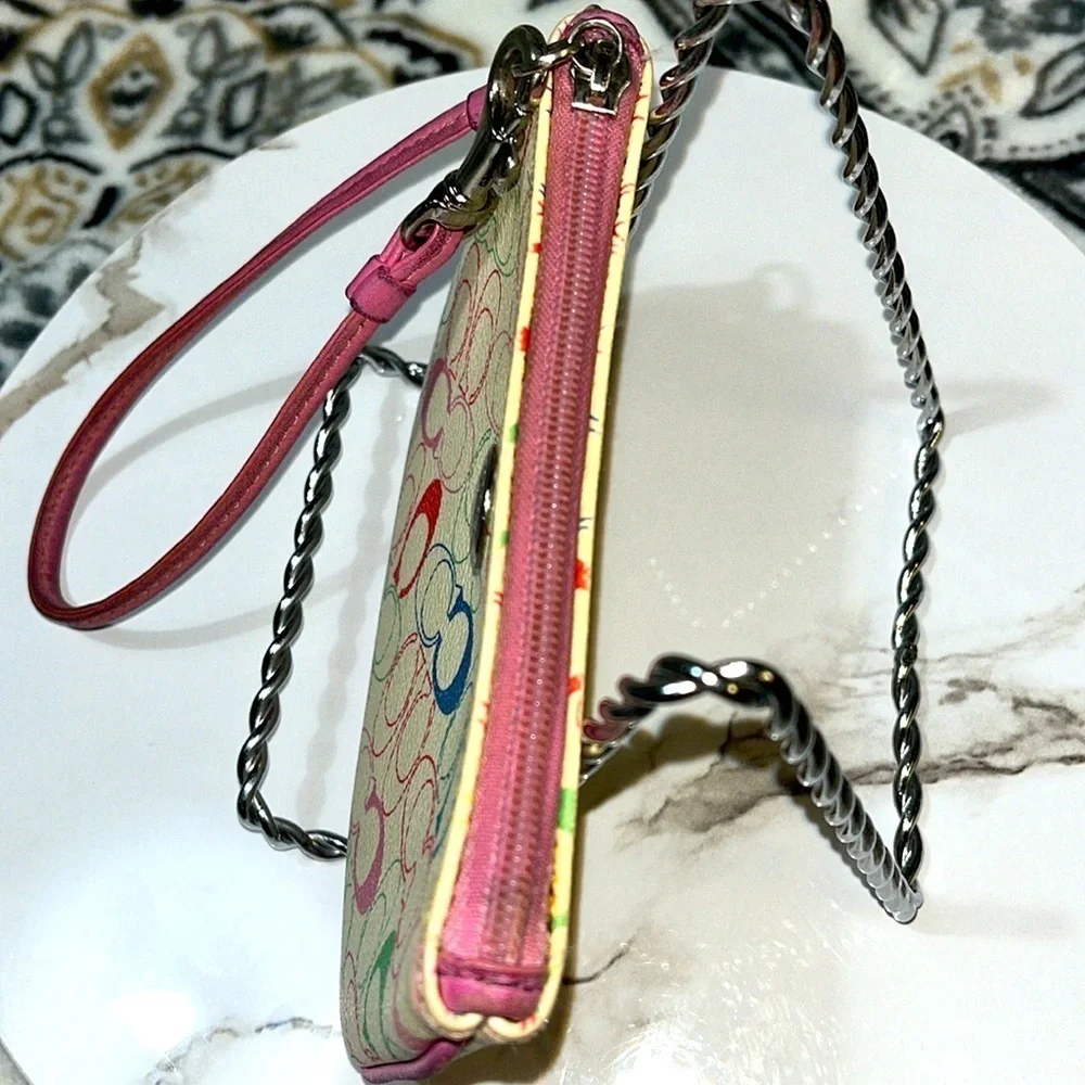 Vintage Coach Chelsea Pink Monogram Wristlet Pink Coach Hang Tag